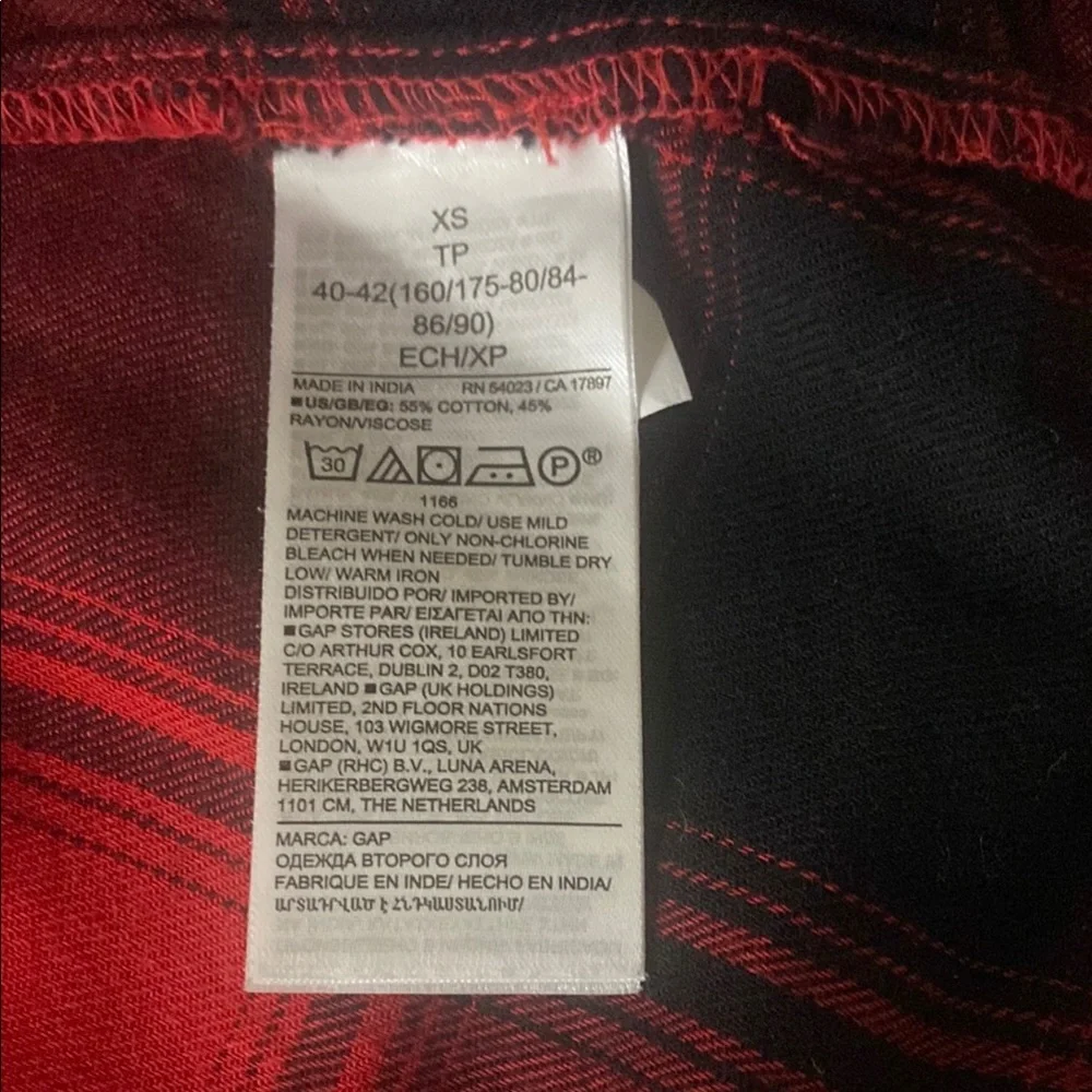 GAP Dress – XS – Red & Black Plaid Shirt Mini Dress